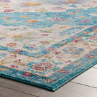 Modway - Success Médaillon vintage floral vieilli Anisah Tapis de 5 pi l x 8 pi L - Bleu ivoire clair, jaune, orange-Dessous en caoutchouc de prise