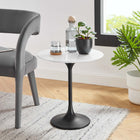 Modway Lippa 20" Round Wood Side Table - Black White-Chip-Resistant Metal Pedestal Base