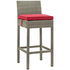Modway - Conduit Terrasse extérieure Rotin en osier Tabouret de bar - Gris clair Rouge-Tabouret de bar extérieur moderne