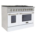 Kucht 48" KNG Series Pro Style Natural Gas Range - Stainless Steel/White-Sealed burners make the range easy to clean