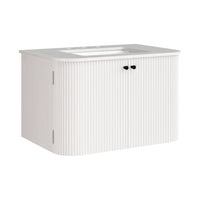 Modway - Zia Fixation murale de 30" Meuble de salle de bain avec lavabo en marbre - Ivoire-Coiffeuse murale de 30"