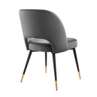 Modway Rouse Performance Velvet Dining Side Chair - Charcoal-Splayed and Tapered Legs