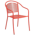 Table de jardin ronde de 35,25 po en acier corail et 2 chaises au dossier rond, intérieur/extérieur [CO-35RD-03CHR2-RED-GG]-4