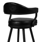 Armen Living Justin 26" Counter Height Swivel Bar Stool in Vintage Black Faux Leather with Black Metal Legs-5
