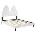 Modway Alexandria Tufted Performance Velvet Twin Platform Bed with Black Wood Legs - White-Tufted Twin Bed Frame