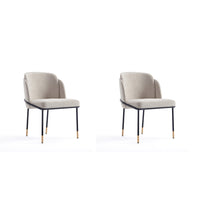 Manhattan Comfort - Lot de 2 chaises de salle à manger modernes Flor 22,83 po en tissu sergé tissé - Blé-Chaise de salle à manger moderne parfaite pour la salle à manger et le bureau à domicile