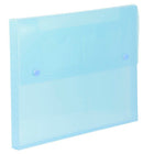 JAM Paper - Portefeuille en plastique avec fermeture à deux boutons - 9 1/2 x 12 1/2 x 3/4 - Bleu translucide-Fabriqué à partir de plastique durable de haute qualité et doté d'une fermeture à pression