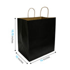 Reliabag Paper Bags - Twist Handles - 14" W x 10" D x 15.75" H - Black - 150 Pack-Re-enforced Twisted Twine Handles