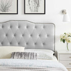 Modway Sophia Tufted Performance Velvet Twin Headboard - Light Grey-Performance Velvet Upholstery
