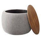 Modway Perla Woven Heathered Fabric Upholstered Storage Ottoman - Heathered Weave/Wheat-Fully Assembled