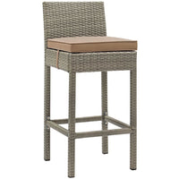 Modway - Conduit Terrasse extérieure Rotin en osier Tabouret de bar - Moka gris clair-Tabouret de bar extérieur moderne