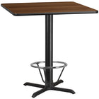 Flash Furniture Dessus de table carré de 42 po en stratifié noyer avec anneau de pied-Table d'hospitalité à hauteur de bar