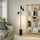 Hudson&Canal Dorset 3-Light Floor Lamp with Metal Shades - Blackened Bronze/Blackened Bronze-Includes an 8 foot cord, operated by 3 rotary socket switches