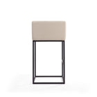 Manhattan Comfort Embassy 21" Mid-Century Modern Faux Leather Upholstered Bar Stool - Cream and Black-Seat Height: 29"