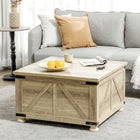 HOMCOM Coffee Table with Flip Top Hidden Storage - Oak-A hidden storage space under the top to store many daily essentials