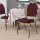 Flash Furniture HERCULES Series Dome Back Stacking Banquet Chair in Burgundy Patterned Fabric - Gold Frame-Upholstered Seat and Back