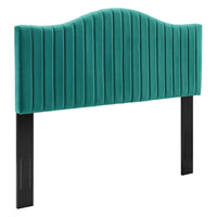 Modway Brielle Channel Tufted Performance Velvet Full/Queen Headboard - Teal-Channel Tufted Full/Queen Headboard