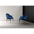 Manhattan Comfort - Lot de 2 fauteuils de salle à manger Carrington 53,1 cm, style moderne glamour, revêtement en velours bleu nuit-Cadre en bois de bouleau séché au four avec assemblages à tourillons et coins renforcés