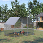 PawHut - Poulailler en métal pour 4 à 6 poules, enclos pour poules avec toit-Un enclos spacieux offre suffisamment d'espace pour les poules, les canards, les lapins et plus encore 