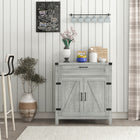 HOMCOM 29.9" L Sideboard Buffet Cabinet - Grey-Anti-tipping device adds extra stability