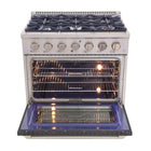 Kucht 36" KNG Series Pro Style Natural Gas Range - Stainless Steel/Cement Grey-Sealed burners make the range easy to clean