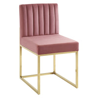 Modway - Carriage Base de traîneau à touffes de Channel Performance Velvet Chaise à manger - Rose Poussiéreuse d’Or-Fauteuil à manger Glam Deco
