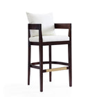 Manhattan Comfort - Ritz tabouret de bar moderne du milieu du siècle de 22" en similicuir ivoire et noyer foncé-Tabouret de bar moderne du milieu du siècle avec dossier parfait pour une utilisation au bar et dans la cuisine