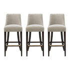 Manhattan Comfort Beever 18.9" Modern Chenille Upholstered Barstool - Taupe - 3 Pack-Modern Barstool with Backrest Perfect for Bar and Kitchen Use. Set of 3