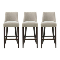 Manhattan Comfort Beever 18.9" Modern Chenille Upholstered Barstool - Taupe - 3 Pack-Modern Barstool with Backrest Perfect for Bar and Kitchen Use. Set of 3