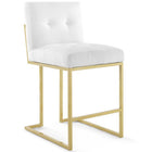 Modway Privy Gold Stainless Steel Upholstered Fabric Counter Stool - Gold White - Set of 2-Gold Stainless Steel Geometric Base