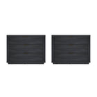 Manhattan Comfort Evelyn 32" Modern 3-Drawer Nightstand 2-Piece Set - Charcoal Grey-Modern Nightstand for Bedroom and Living Room Use. Set of 2