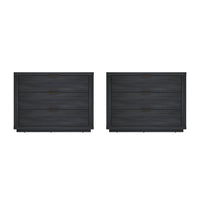 Manhattan Comfort - Ensemble de 2 tables de chevet modernes Evelyn 32" à 3 tiroirs - Gris charbon-Table de nuit moderne pour chambre et salon lot de 2