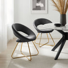 Modway Nouvelle Performance Velvet Dining Chair - Gold/Charcoal - 2 Pack-Glam Deco Accent Chairs