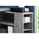 Monarch Specialties 7421 Computer Desk - Grey Reclaimed Wood L/R Facing Corner-The easy to clean top is divided into 2 segments: a large, main worksurface for your laptop and a smaller, lower surface on top of the shelving unit.