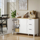 HOMCOM - Buffet moderne 47,2 po L avec portes à fermeture en douceur - blanc-Trois tiroirs gardent les serviettes et la vaisselle bien rangées 