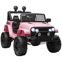 Aosom 12V Kids Ride-On Off-Road Toy Truck - Pink-Comes with a parental remote control allowing parents to control the ride-on car from a distance 
