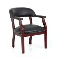 Nicer Furniture - chaise d'invité traditionnelle en cuir vinyle - noir-Fauteuil polyvalent de style classique pour le bureau, le bureau, le salon ou la salle de conférence