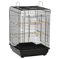 PawHut 23" H Bird Cage with Open Play Top and Feeding Bowl Perch - Black-Interactive bird cage encourages physical activity and mentally stimulates your pet parakeet 