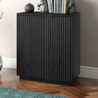 Hudson&Canal Mansfield 28"W Accent Cabinet - Black Grain-Crafted of sturdy MDF materials in a black grain finish