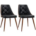 HOMCOM - Chaises de salle à manger modernes avec dossier en bois massif et pieds en acier - noir - lot de 2-Emballé par lot de 2 pour le dîner, les conversations et plus encore