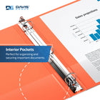 Davis Group Premium Economy Binder - Round Ring - 2" - Orange - 6 Pack-Full width label holder on spine for easy identification