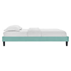 Modway Reign Performance Velvet Queen Platform Bed Frame - Mint-Stain-Resistant Performance Velvet