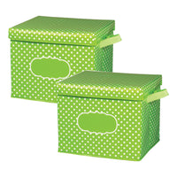 Teacher Created Resources Storage Box - Lime Polka Dots - 2 Pack-A decorative organizer to store manipulatives, books, notepads, educational toys, games, and supplies neatly
