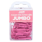 JAM Paper Colourful Jumbo Paper Clips - 2"- Pink - 75 Pack-Colour: Pink
