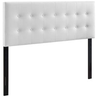 Modway Emily Upholstered Vinyl Queen Headboard - White-Elegantly tufted button headboard
