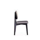 Manhattan Comfort - Lot de 4 chaises de salle à manger Versailles 47 cm style industriel chic - noir et cannage naturel-20,28 po L x 23 po l x 33,27 po H