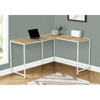 Monarch Specialties - 7397 Bureau 58 po - Dessus Naturel En Coin/Metal Blanc-La base en métal robuste mais élancée dans une finition blanche avec une conception aérée assure la stabilité