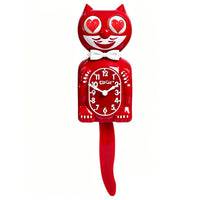 Kit-Cat Klock Classic Cat Wall Clock with Heart Eyes - Red-Iconic character wall clock features the signature rolling eyes and wagging pendulum tail
