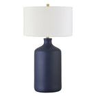 Hudson&Canal - Lampe de table Sloane en céramique de 74 cm de haut avec abat-jour en tissu - Bleu marine mat/blanc-Design transitionnel pour votre salon, votre espace de travail ou votre table de chevet