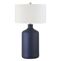 Hudson&Canal - Lampe de table Sloane en céramique de 74 cm de haut avec abat-jour en tissu - Bleu marine mat/blanc-Design transitionnel pour votre salon, votre espace de travail ou votre table de chevet